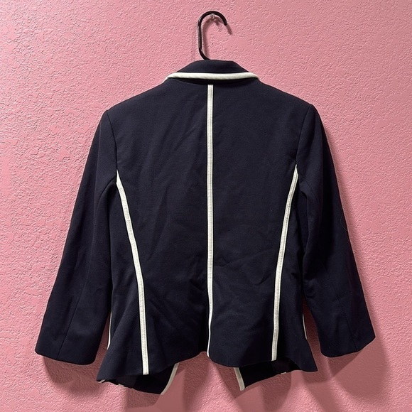 NEW YORK & COMPANY Navy/White Quarter Sleeve Women’s Blazer Size M - Picture 3 of 5